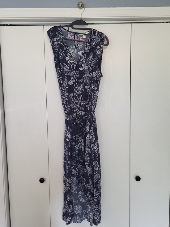 Ella Moon Dresses & Skirts - Ella Moon- Lg- EUC Navy Floral Maxi Dress with Drawstring Waist